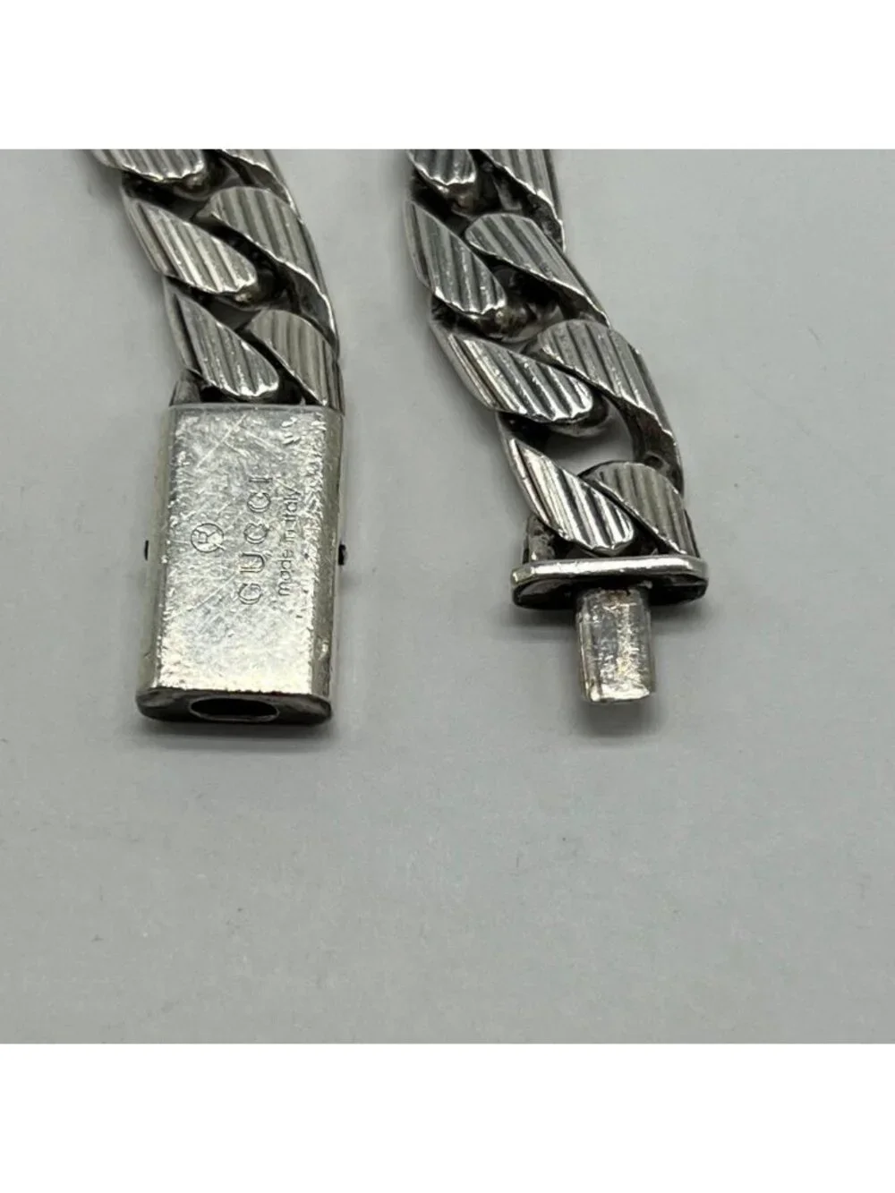 Gucci Golmet Stripe Chain Bracelet Silver 19